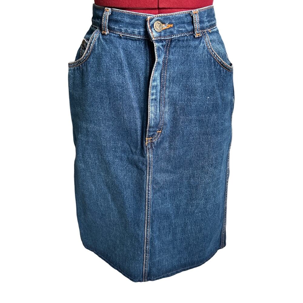 Vintage Gitano Size 12 100% Cotton 90s Y2K Midi Denim Skirt Made in Brazil